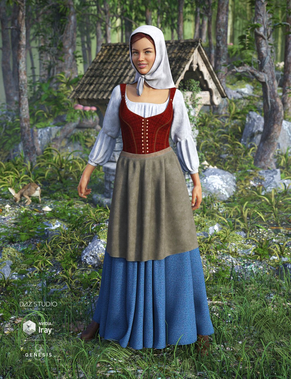 dForce Peasant Dress Textures by: Moonscape GraphicsSade, 3D Models by Daz 3D