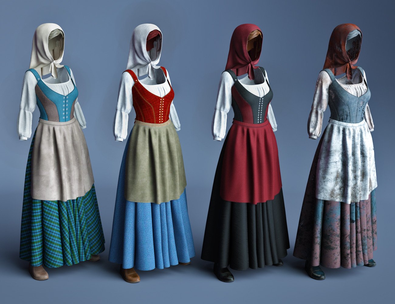 dForce Peasant Dress Textures by: Moonscape GraphicsSade, 3D Models by Daz 3D