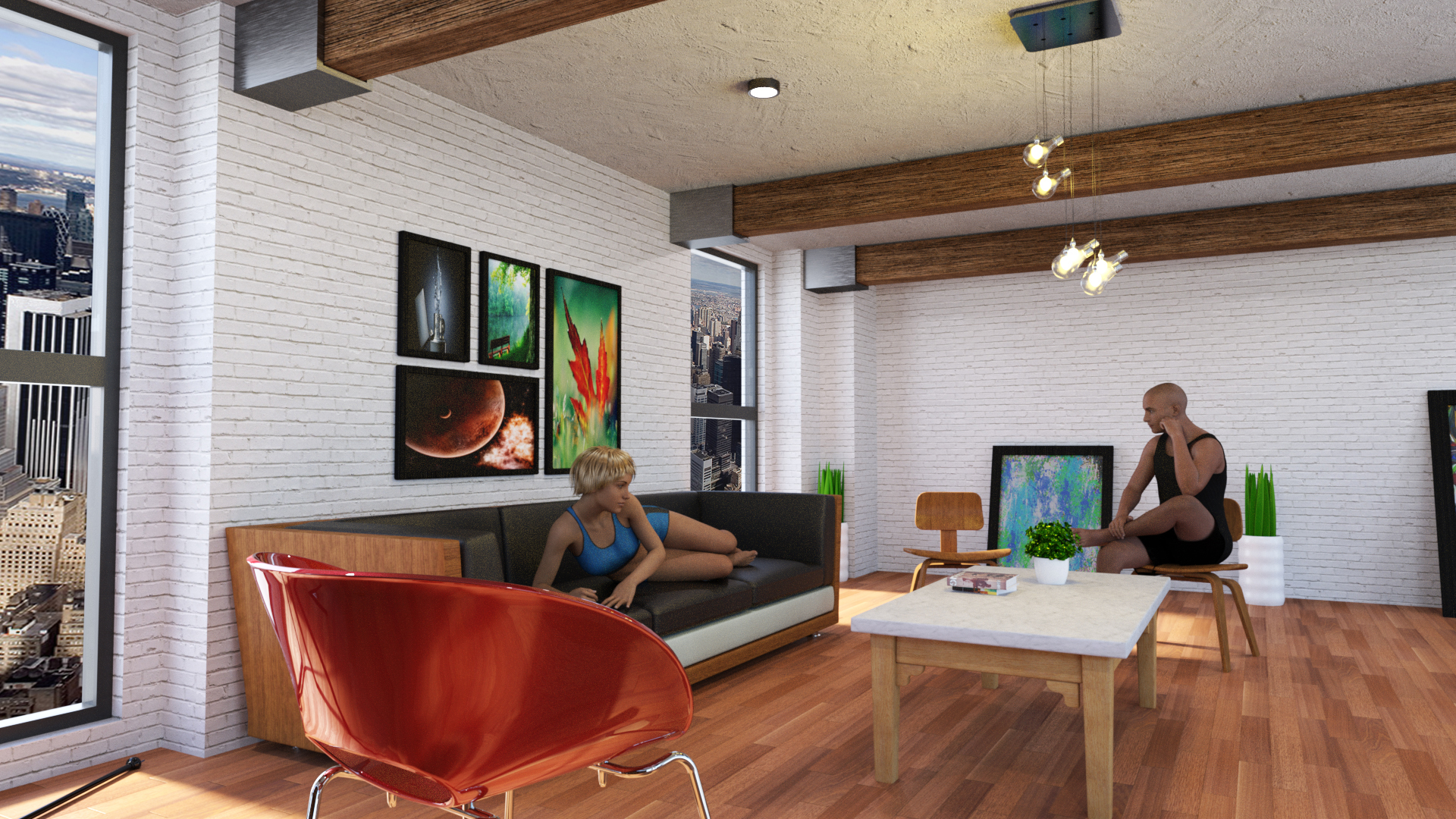 Manhattan Living Room Manhattan Living Room by: Tesla3dCorp, 3D Models by Daz 3D