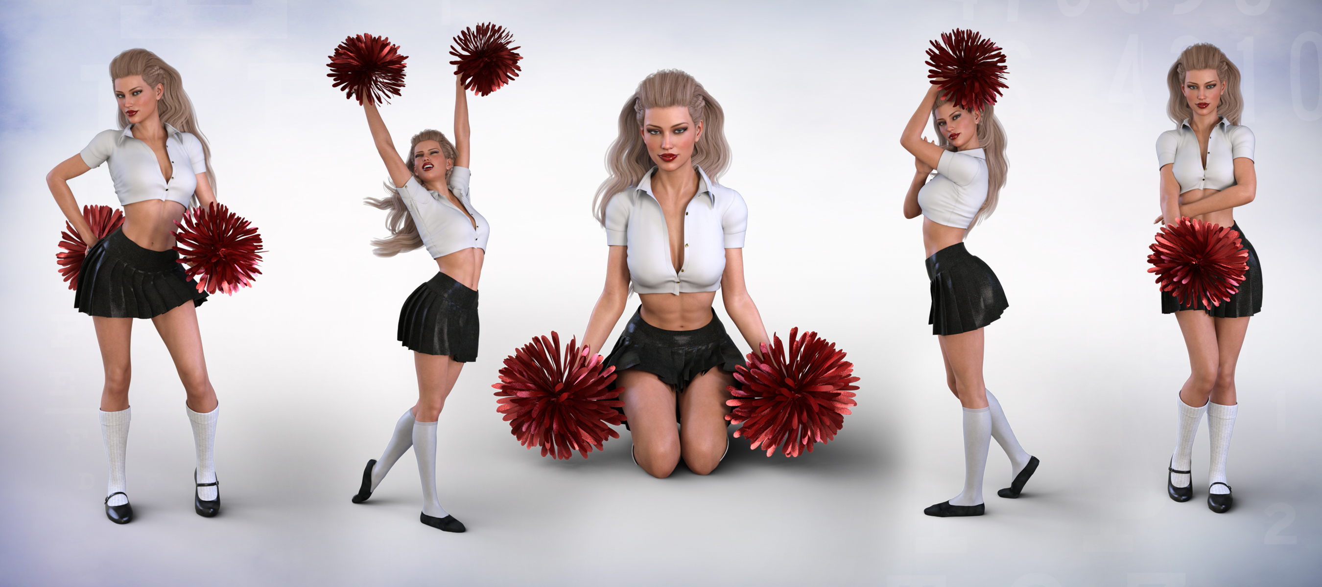 Z The Cheerleader Effect - Props and Poses for Genesis 3 and 8 Female by: Zeddicuss, 3D Models by Daz 3D