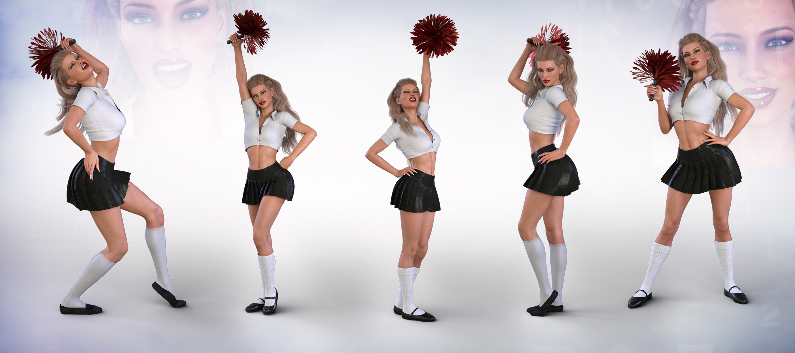Z The Cheerleader Effect - Props and Poses for Genesis 3 and 8 Female by: Zeddicuss, 3D Models by Daz 3D