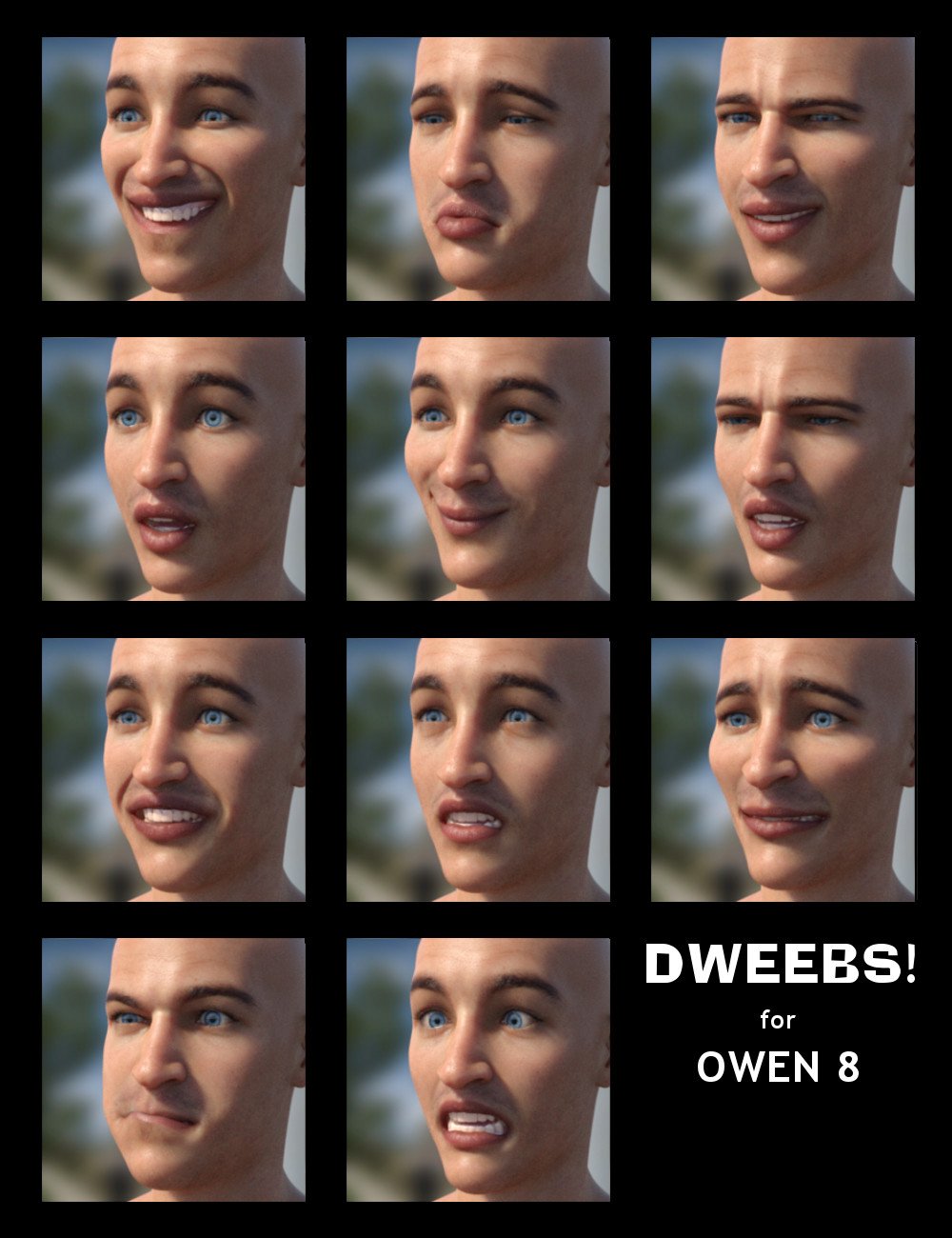 DWEEBS! Expressions for Michael 8 and Owen 8 DWEEBS! Expressions for Michael 8 and Owen 8 by: Sharktooth, 3D Models by Daz 3D