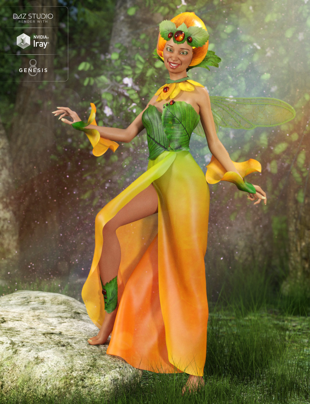dForce Morning Bloom Outfit for Genesis 8 Female(s) by: NikisatezMoonscape GraphicsSade, 3D Models by Daz 3D