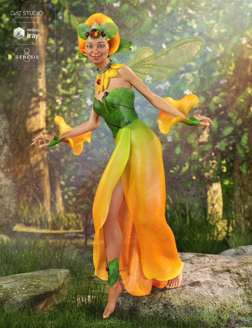 dForce Morning Bloom Outfit for Genesis 8 Female(s) by: NikisatezMoonscape GraphicsSade, 3D Models by Daz 3D