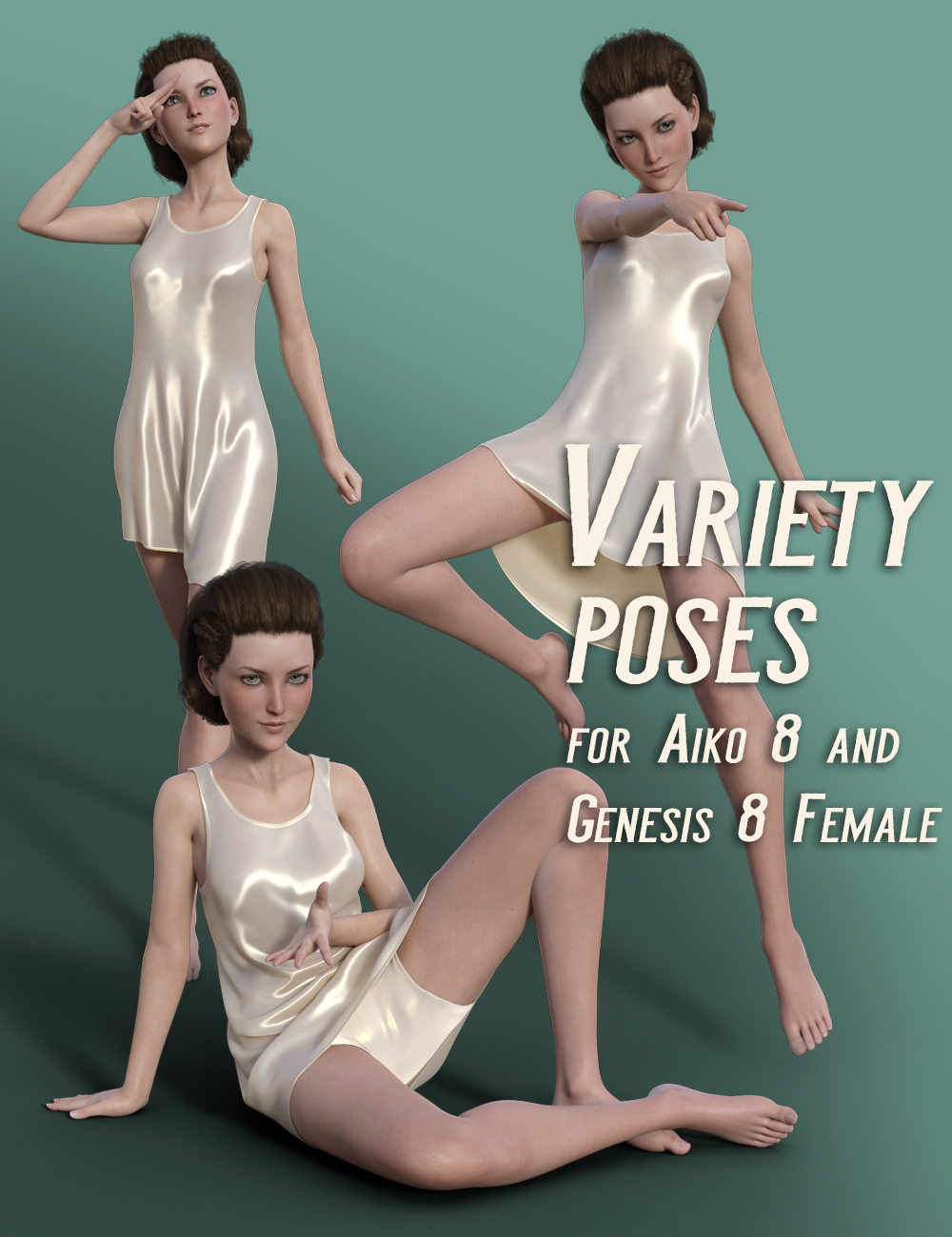 Variety Poses for Aiko 8 by: Quixotry, 3D Models by Daz 3D