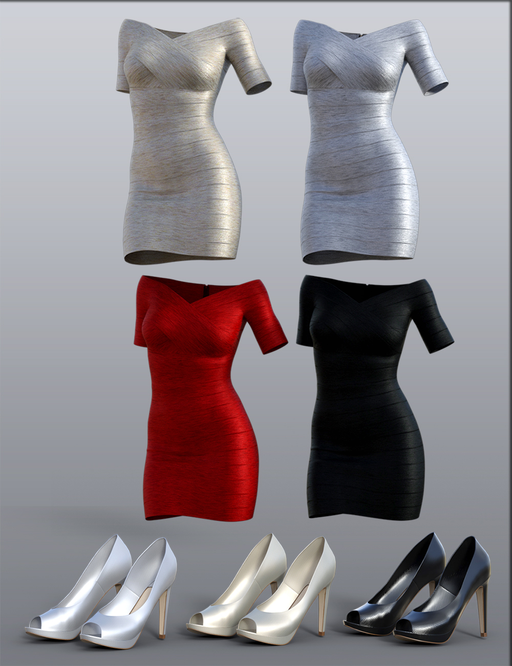 H&C Bandage Dress for Genesis 8 Female(s) by: IH Kang, 3D Models by Daz 3D