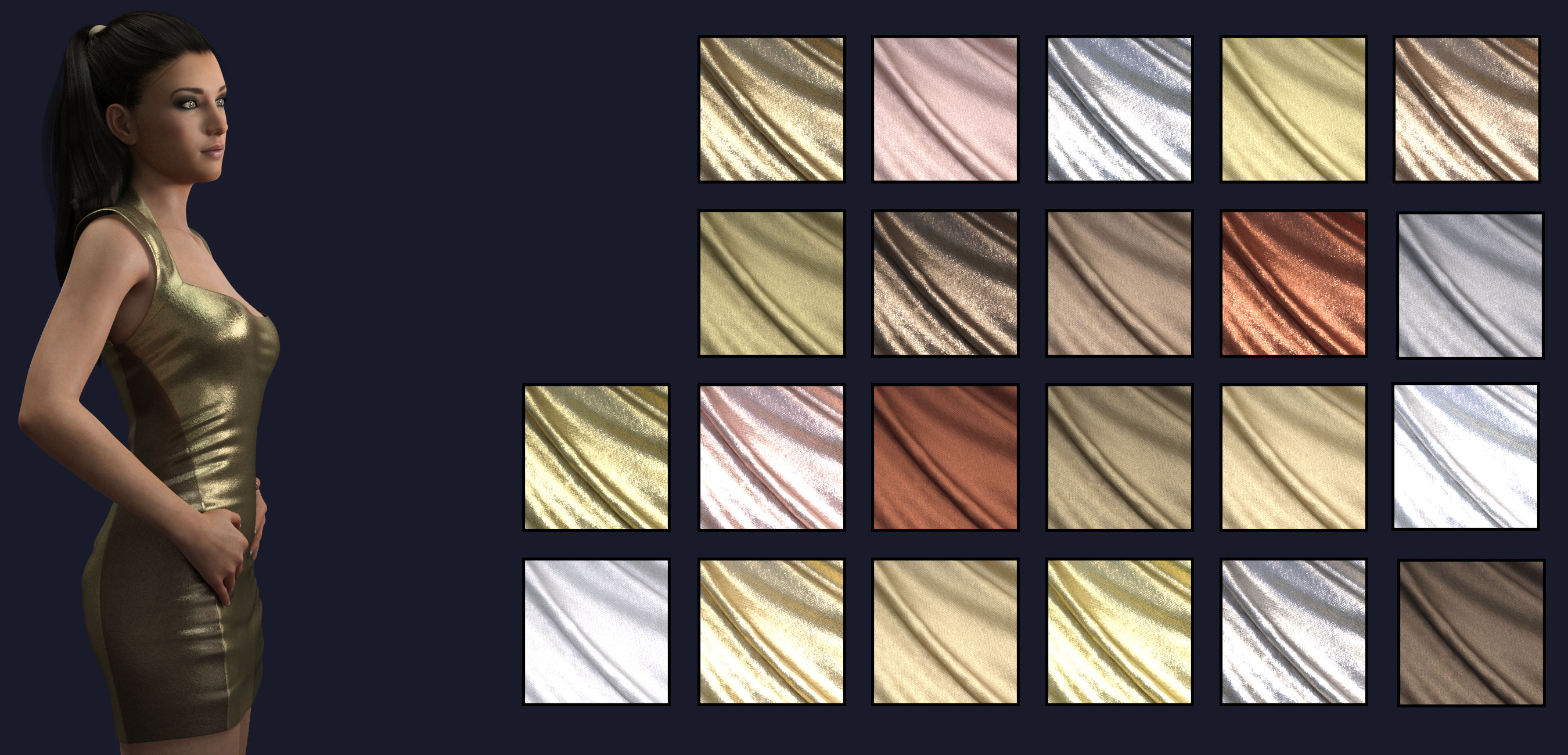 Sheer Metalic Fabrics for Iray | Daz 3D
