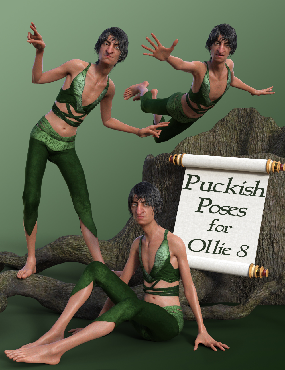 Puckish Poses for Ollie 8 by: Quixotry, 3D Models by Daz 3D