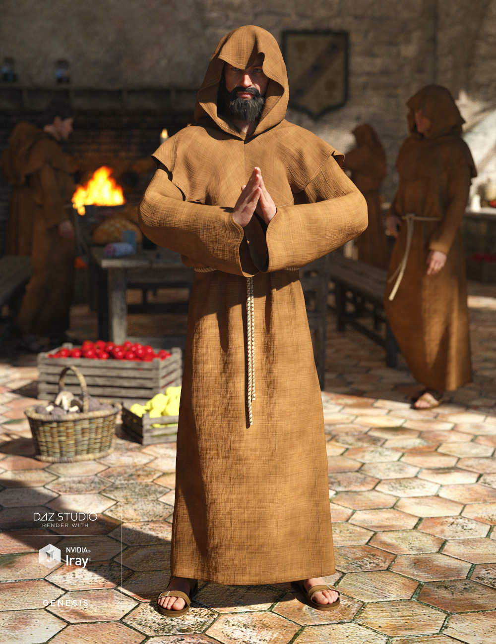 dForce Monk for Genesis 8 Male(s) by: Lyrra Madril, 3D Models by Daz 3D