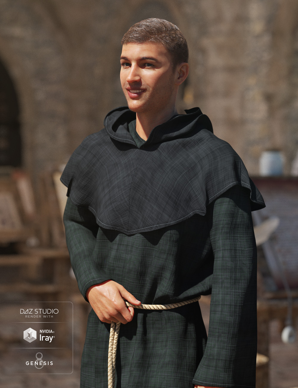 dForce Monk for Genesis 8 Male(s) by: Lyrra Madril, 3D Models by Daz 3D