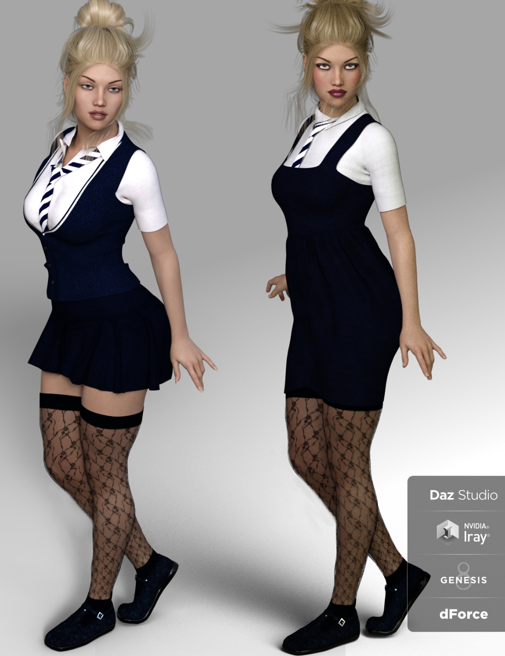 FG University Uniforms for Genesis 8 Female(s) by: Fugazi1968, 3D Models by Daz 3D