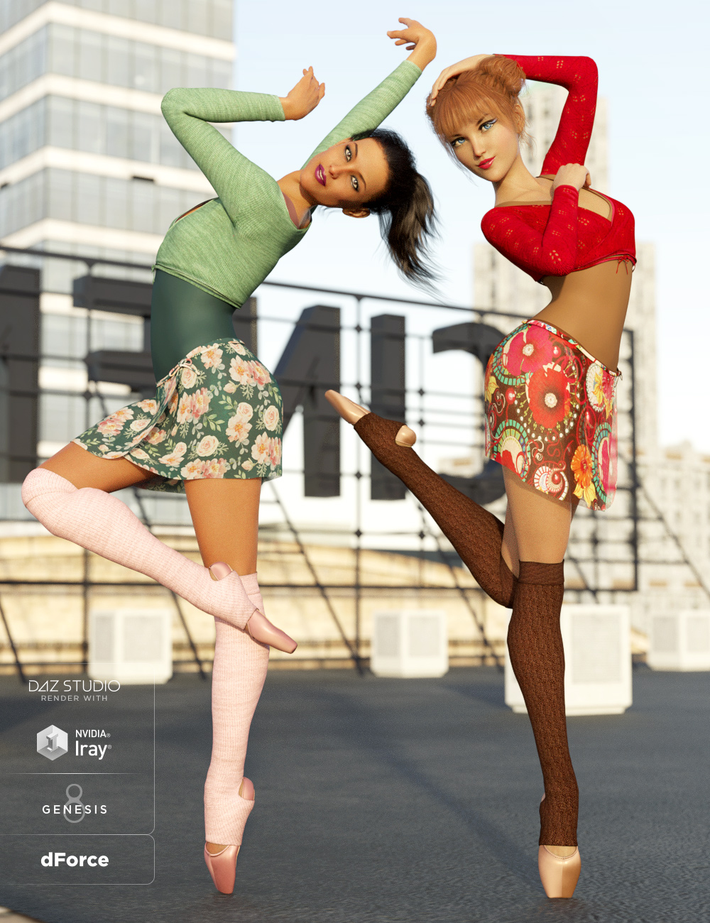 dForce Ballet Practice Outfit Textures by: Anna Benjamin, 3D Models by Daz 3D