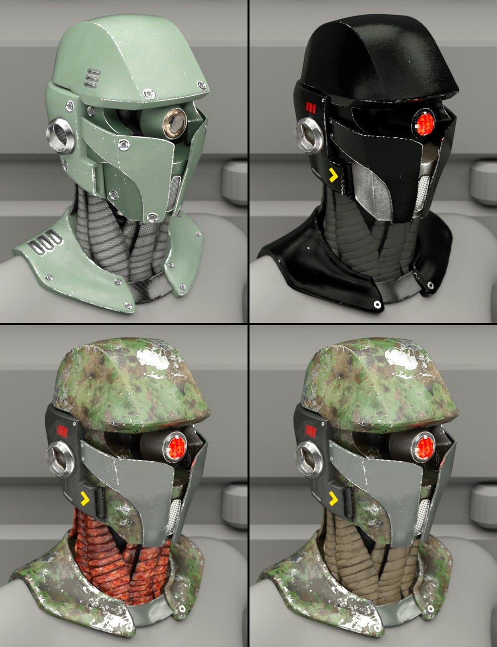 ArcWar Cybernetic Heads for Genesis 8 Male by: Mely3DValandar, 3D Models by Daz 3D
