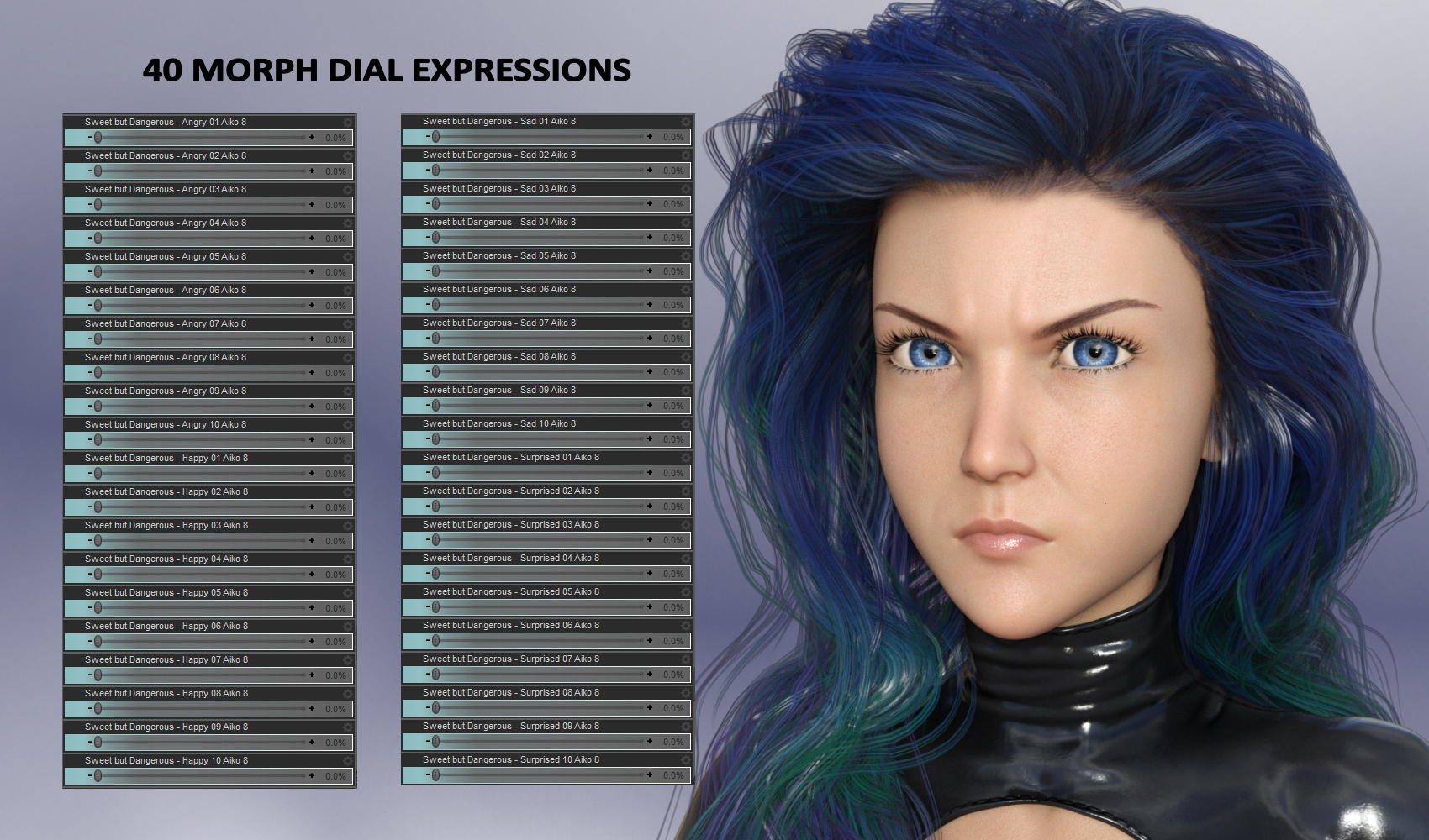 Sweet but Dangerous - Expressions for Genesis 8 Female(s) and Aiko 8 by: JWolf, 3D Models by Daz 3D