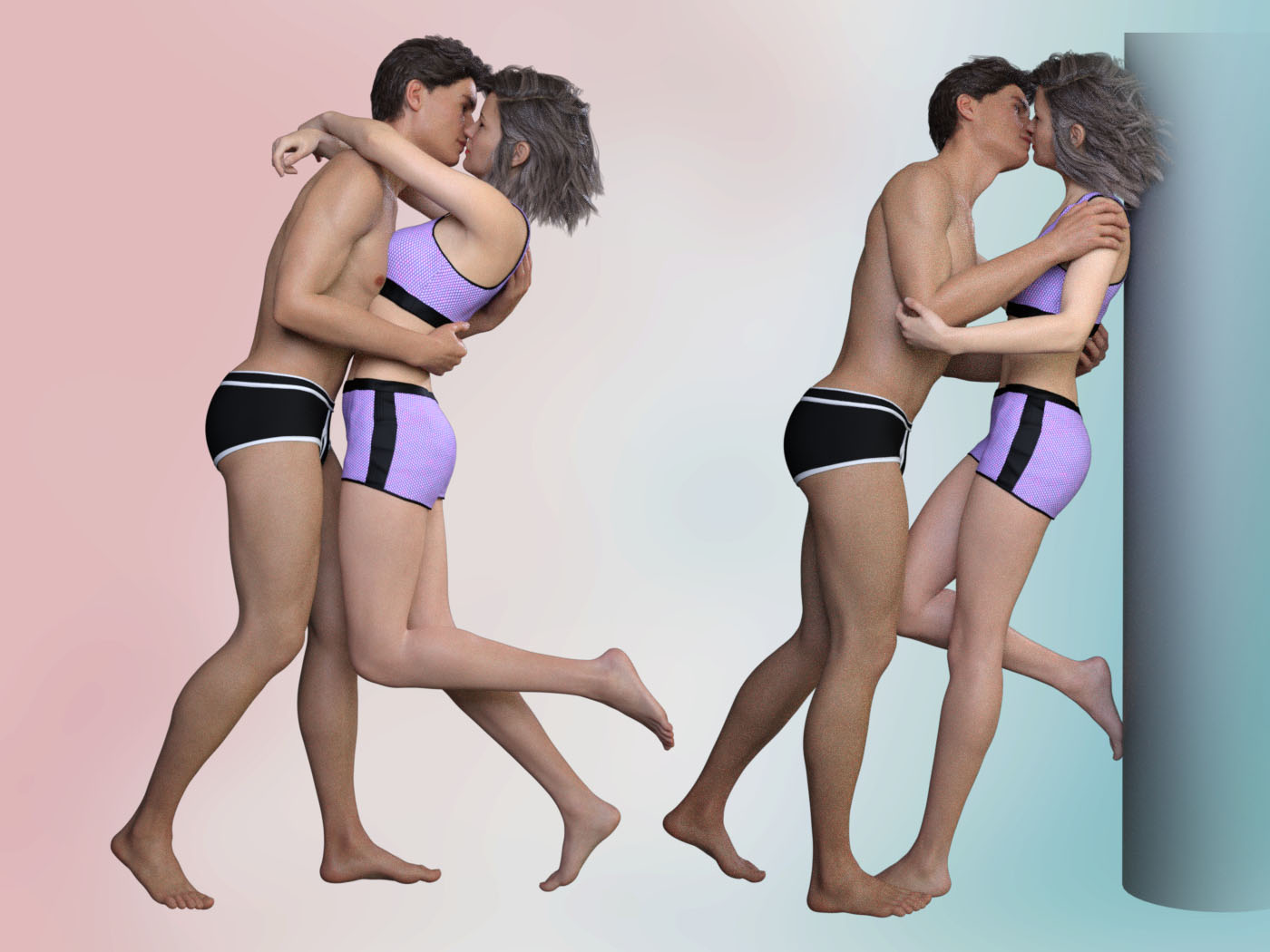 The Kiss of Love Poses for Victoria 8 and Michael 8 by: aurorabreeze, 3D Models by Daz 3D