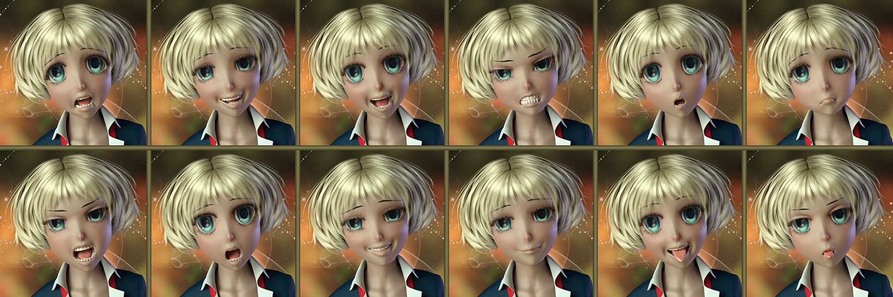 Capsces Poses and Expressions for Sakura 8 and Aiko 8 by: Capsces Digital Ink, 3D Models by Daz 3D