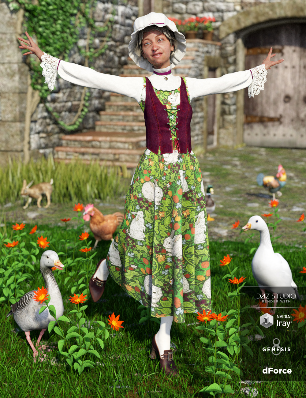 dForce Mother Goose Outfit for Genesis 8 Female(s)