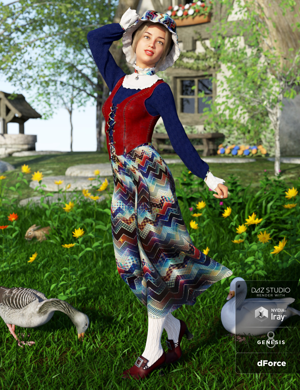 dForce Mother Goose Outfit Textures by: Anna Benjamin, 3D Models by Daz 3D