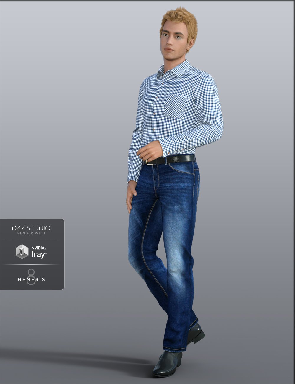 H&C Checkered Shirt Outfit For Genesis 8 Male(s) | Daz 3D