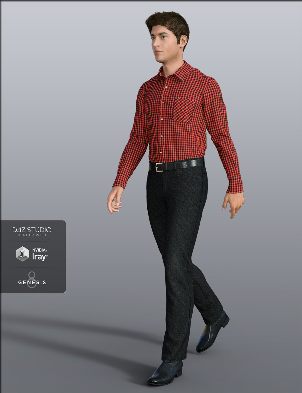 H&C Checkered Shirt Outfit For Genesis 8 Male(s) | Daz 3D