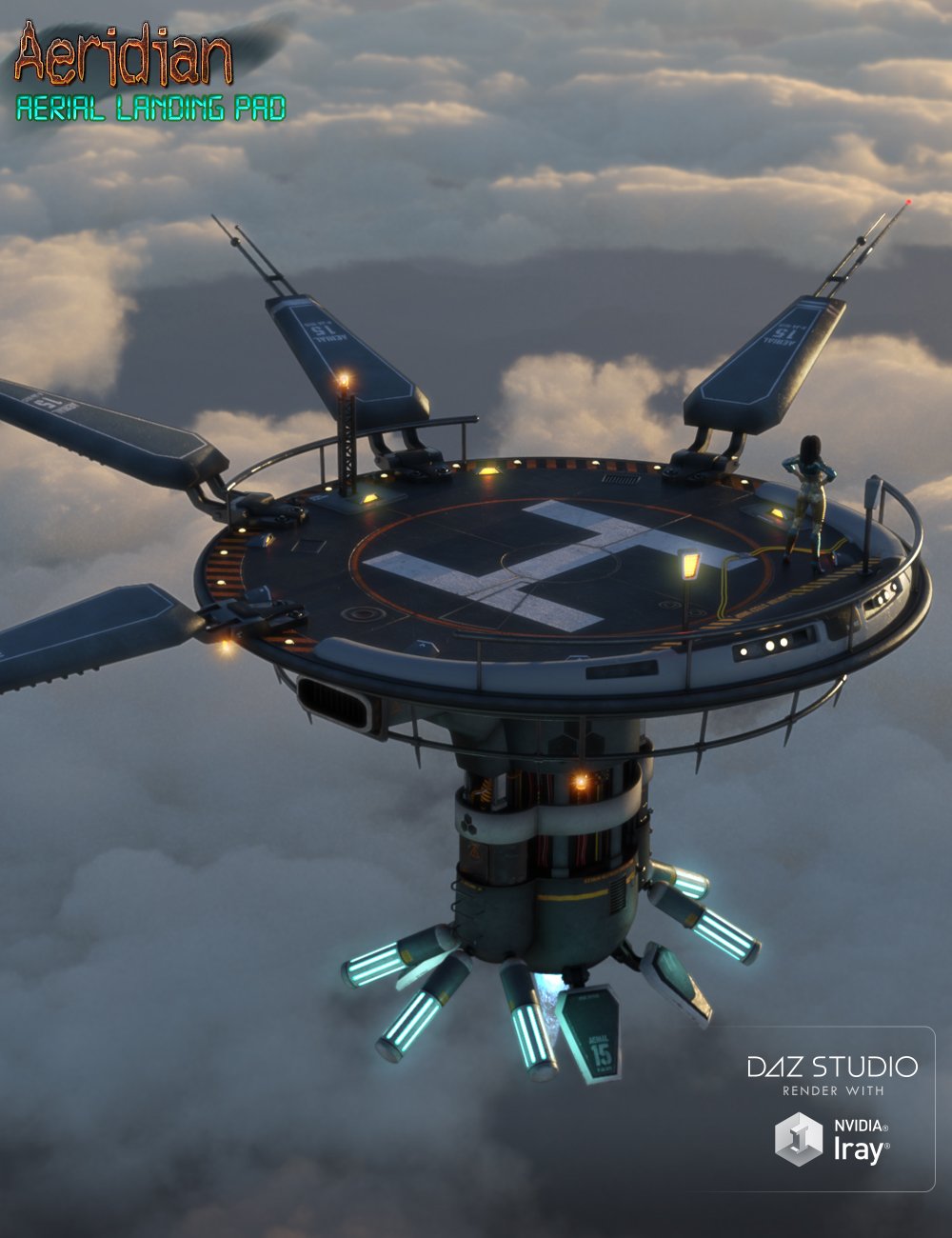 Aeridian Aerial Landing Pad & Platforms by: E-Arkham, 3D Models by Daz 3D