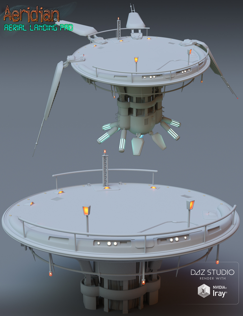 Aeridian Aerial Landing Pad & Platforms by: E-Arkham, 3D Models by Daz 3D