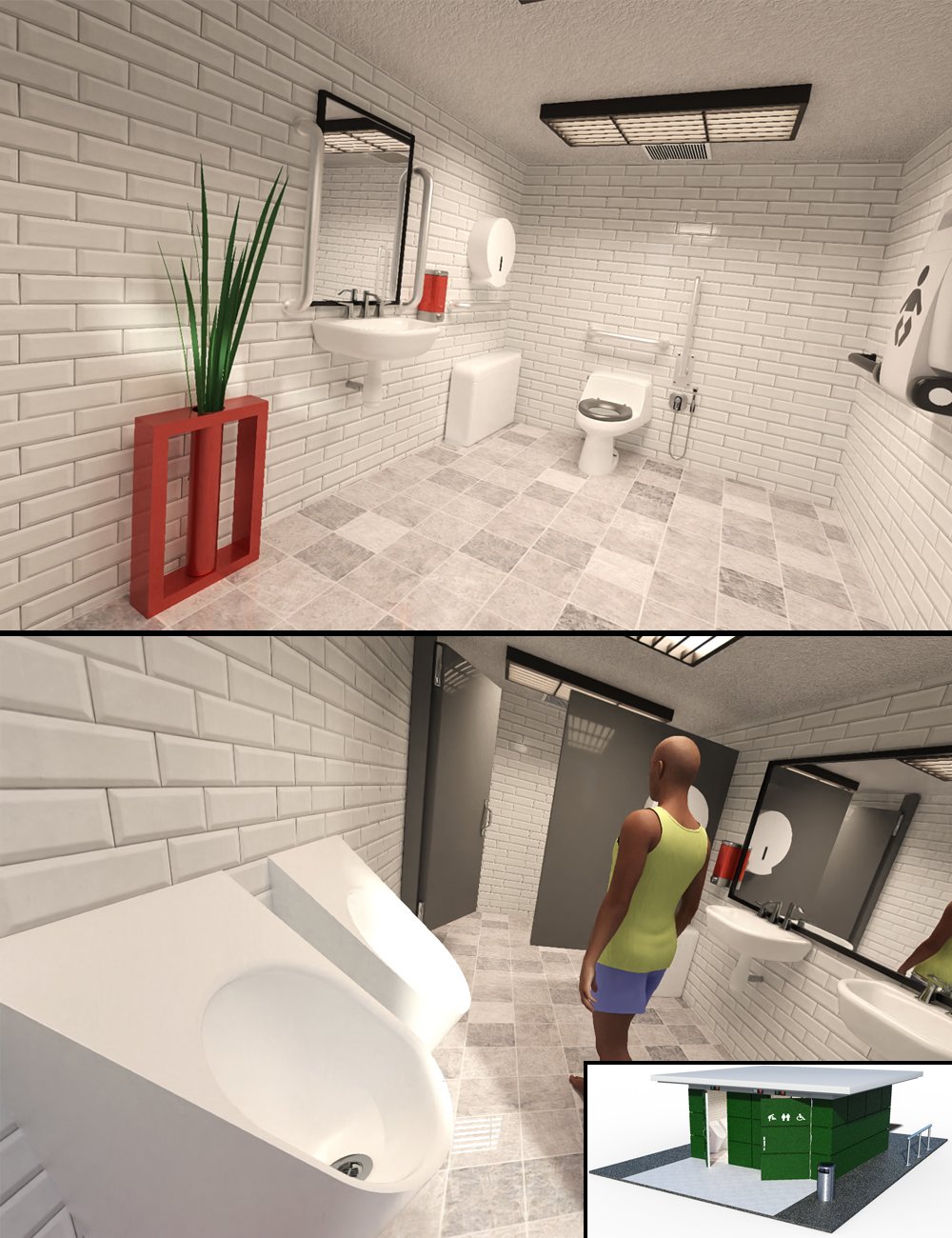 Public Toilet by: Tesla3dCorp, 3D Models by Daz 3D