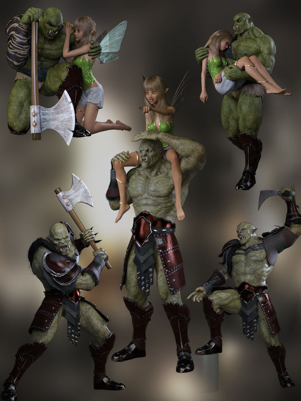 Middle Earth Poses for Orc and Genesis 8 by: aurorabreeze, 3D Models by Daz 3D