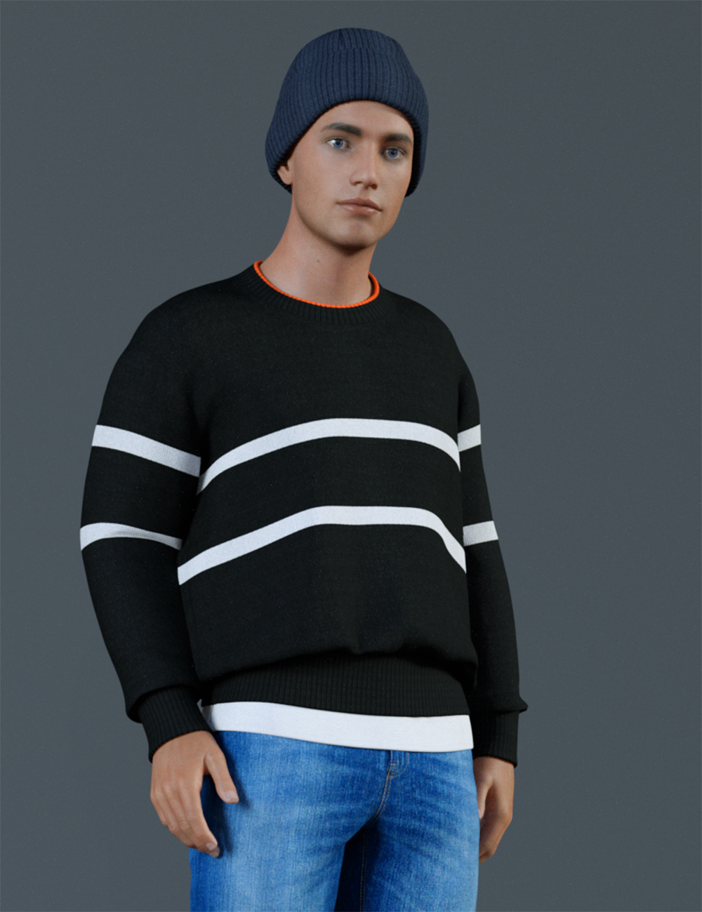 H&C Knit Sweater Outfit for Genesis 8 Male(s) by: IH Kang, 3D Models by Daz 3D