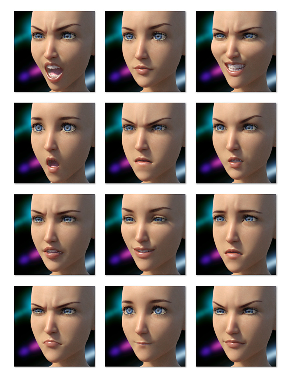 Lovely and Lethal Expressions for Aiko 8 by: Sharktooth, 3D Models by Daz 3D