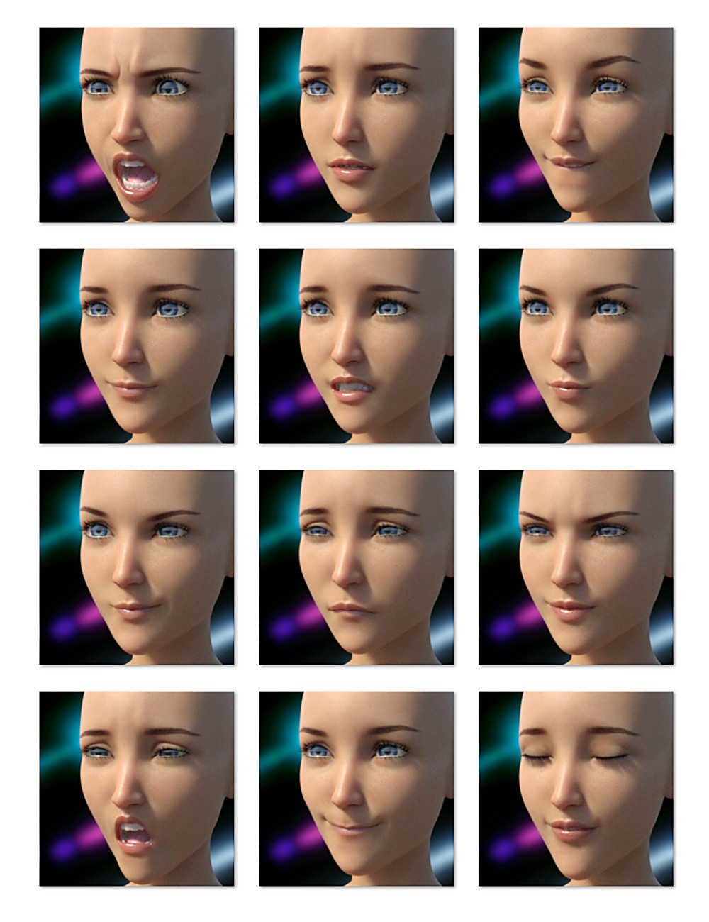 Lovely and Lethal Expressions for Aiko 8 by: Sharktooth, 3D Models by Daz 3D