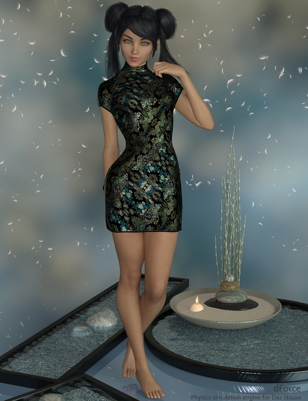 dForce Yumi Dress for Genesis 8 Female(s) by: PandyGirlShox-Design, 3D Models by Daz 3D