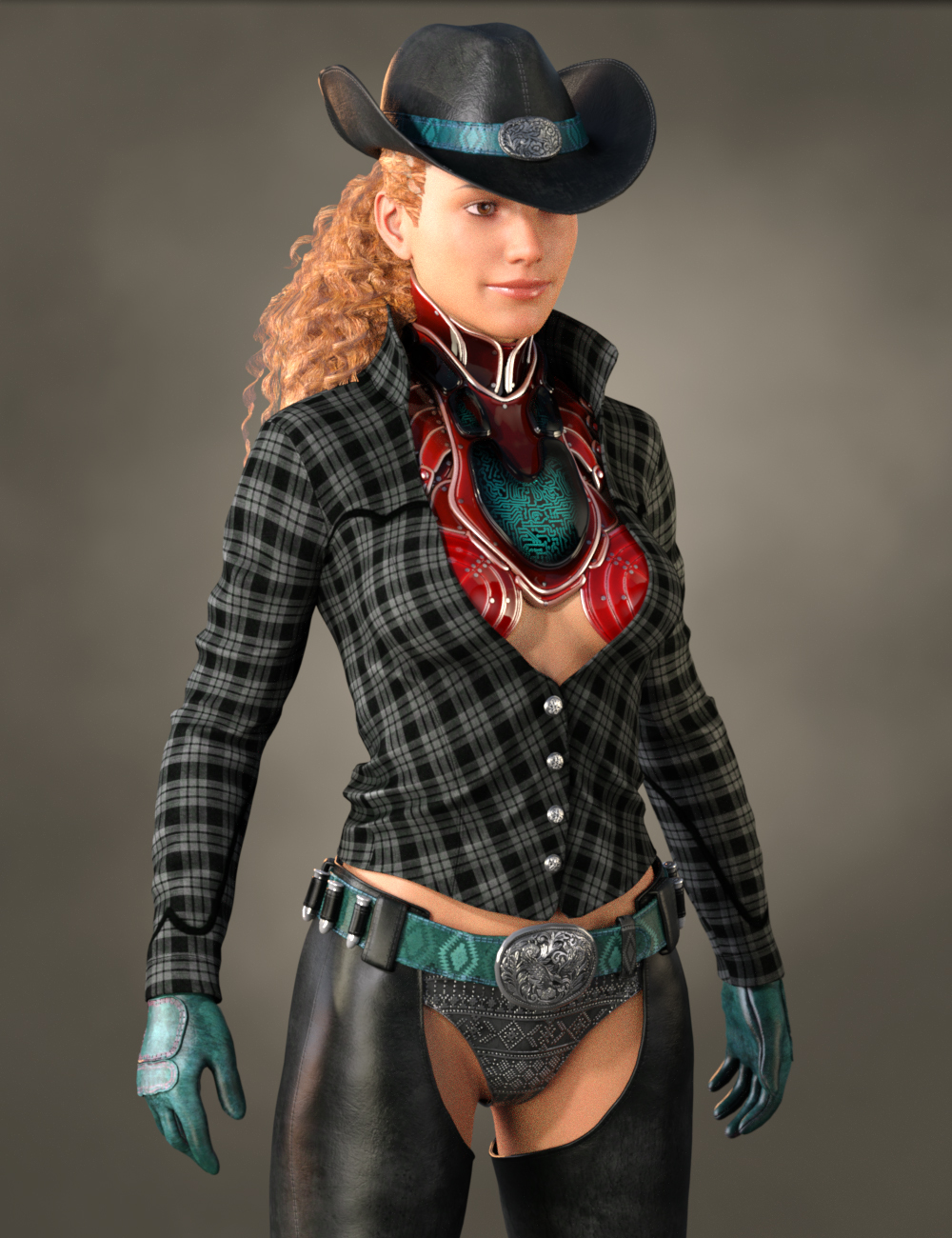 Cowgirl Sci-fi Outfit for Genesis 8 Female(s) by: YuraDemian, 3D Models by Daz 3D