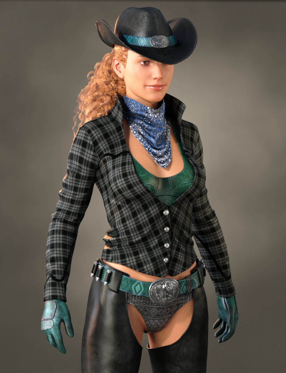 Cowgirl Sci-fi Outfit for Genesis 8 Female(s) by: YuraDemian, 3D Models by Daz 3D