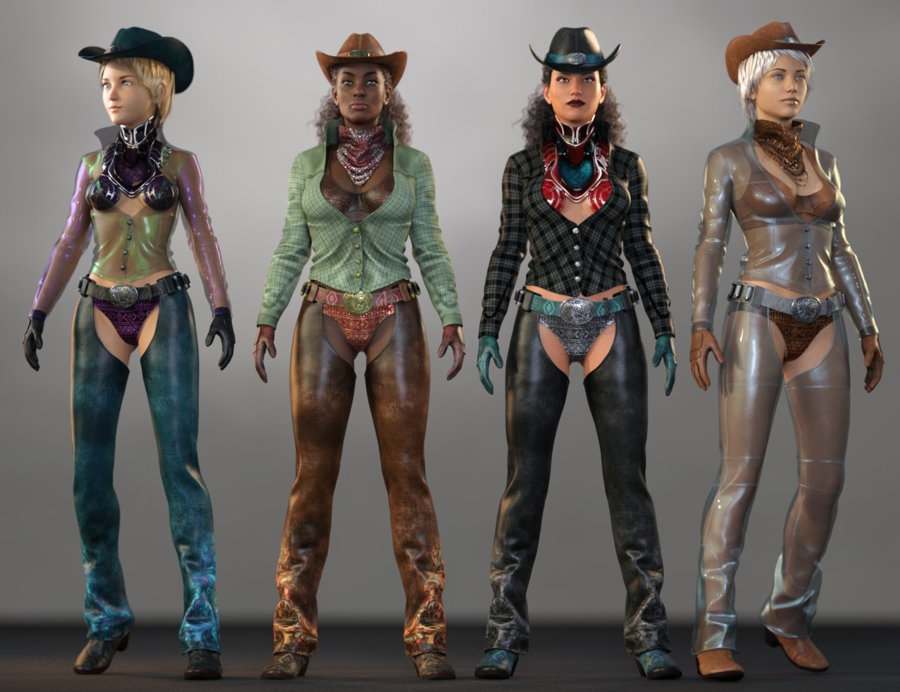 Cowgirl Sci-fi Outfit for Genesis 8 Female(s) Cowgirl Sci-fi Outfit for Genesis 8 Female(s) by: YuraDemian, 3D Models by Daz 3D