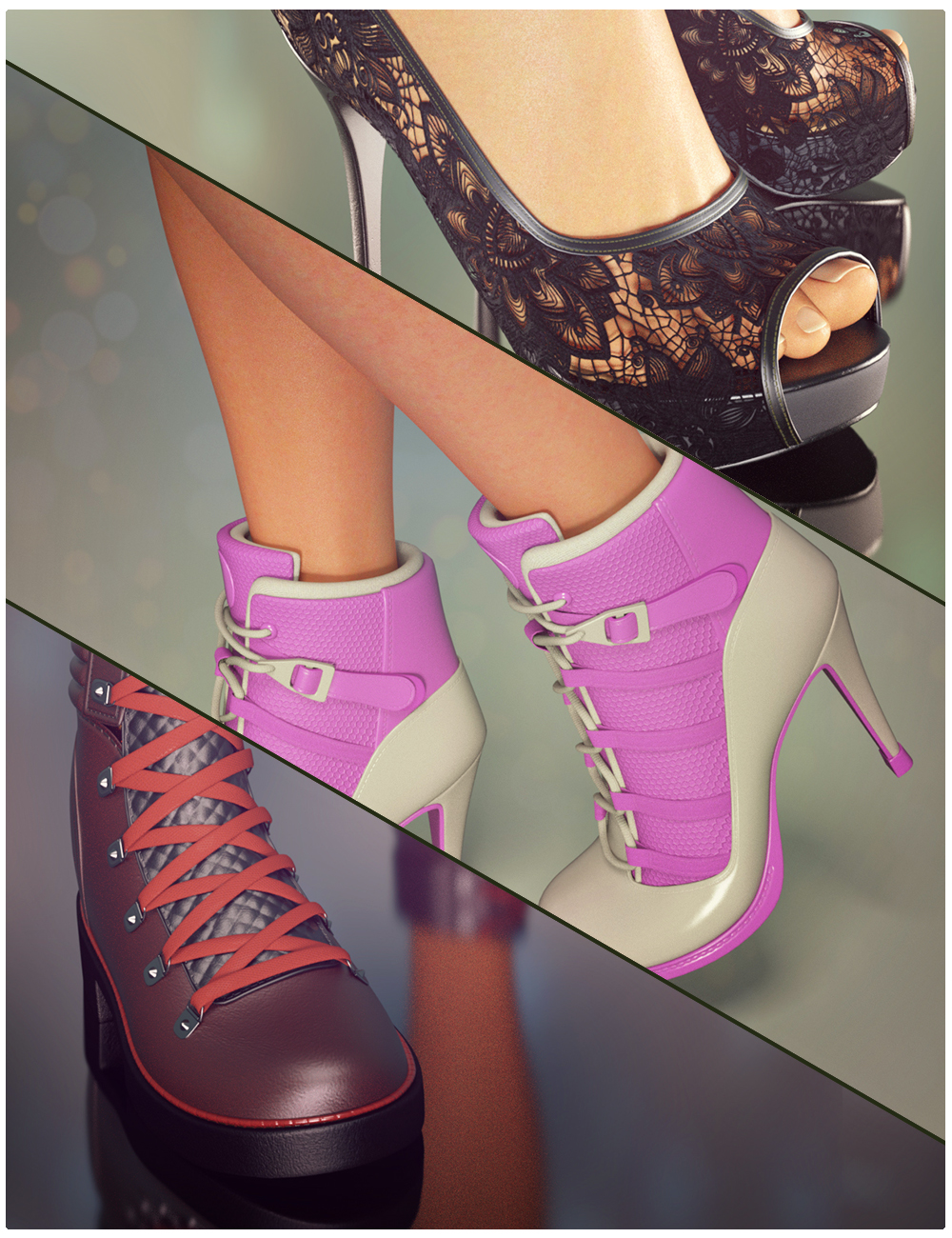 Beautiful Shoes Collection for Genesis 8 Female(s) by: Sprite, 3D Models by Daz 3D