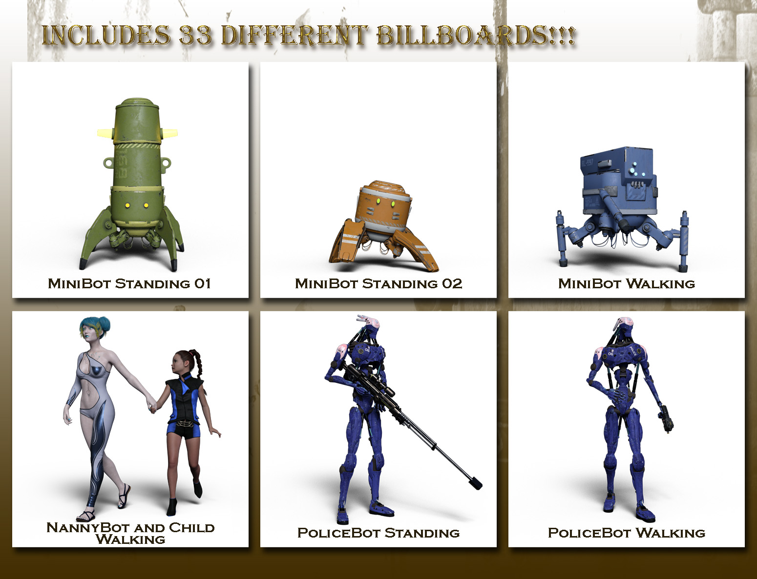 Now-Crowd Billboards - Droids Now-Crowd Billboards - Droids by: RiverSoft Art, 3D Models by Daz 3D