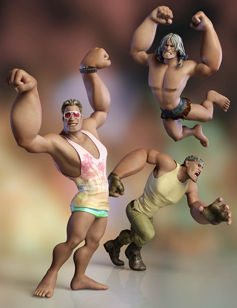 Capsces Tough and Toony Poses for Toon Dwayne 8 by: Capsces Digital Ink, 3D Models by Daz 3D