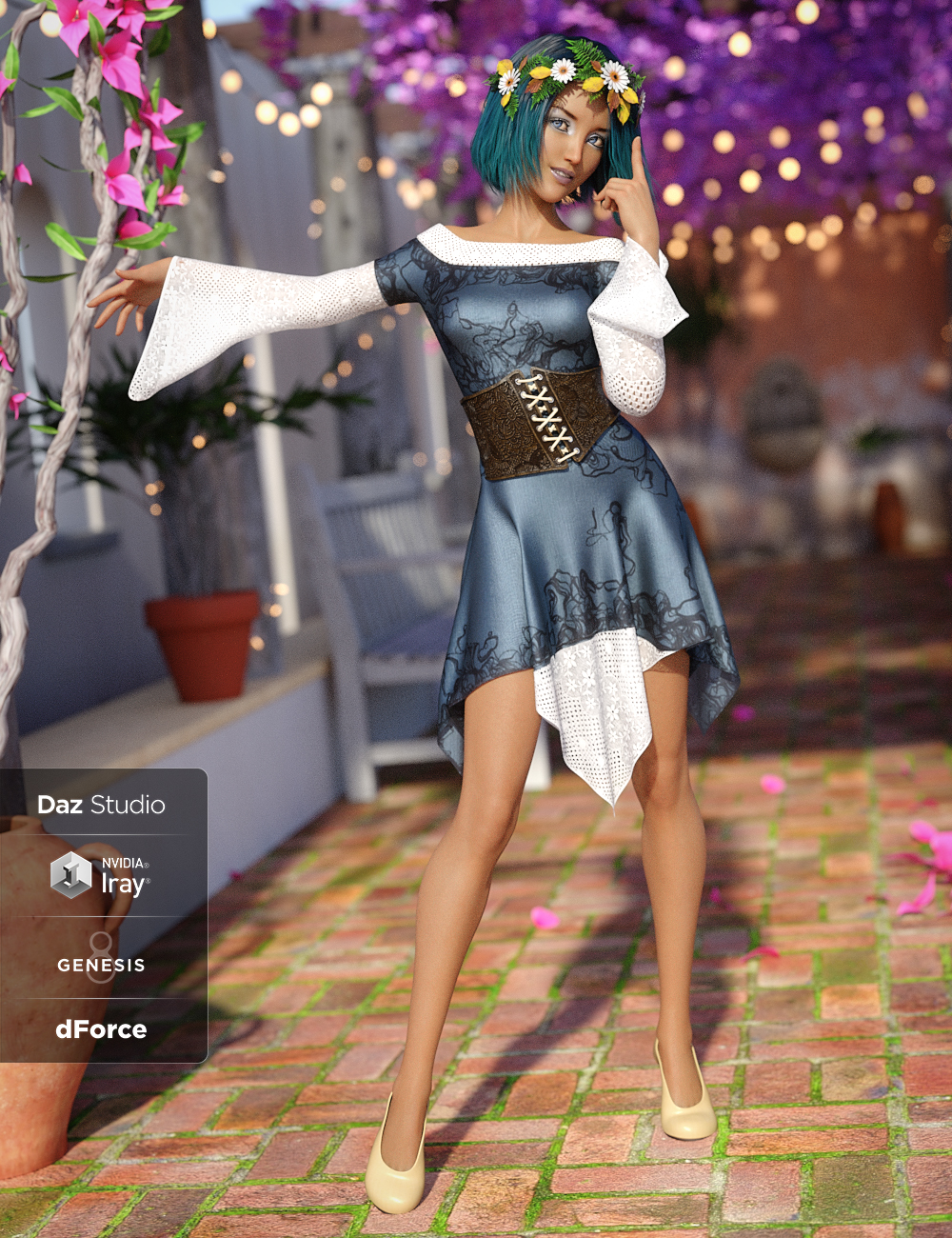 dForce Woodland Spirit Outfit Textures dForce Woodland Spirit Outfit Textures by: Moonscape GraphicsSade, 3D Models by Daz 3D