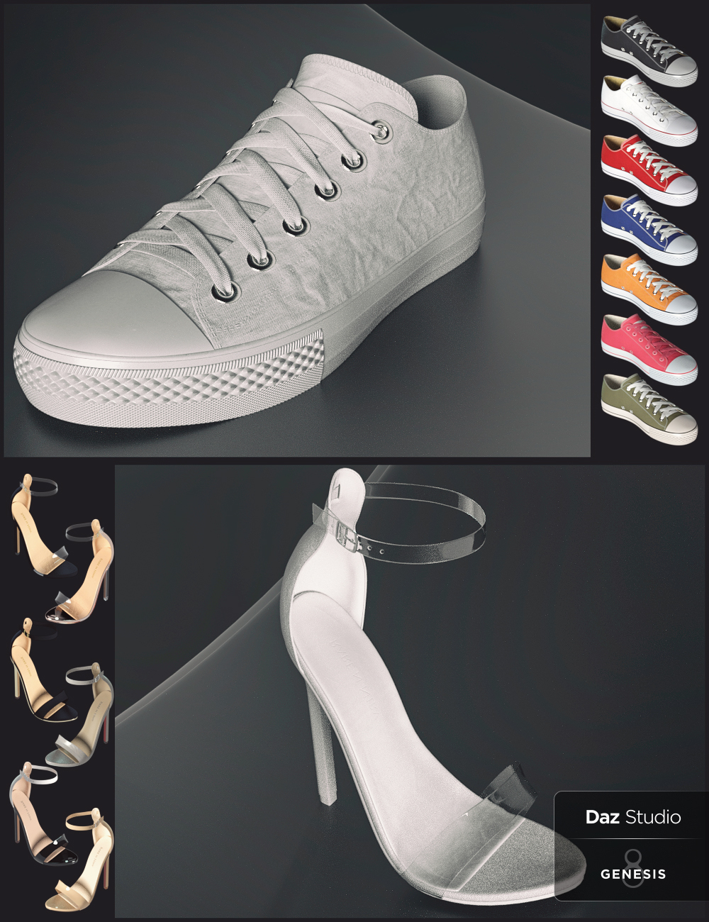 Rare n Nirv Shoes Collection for Genesis 8 Female(s) by: , 3D Models by Daz 3D