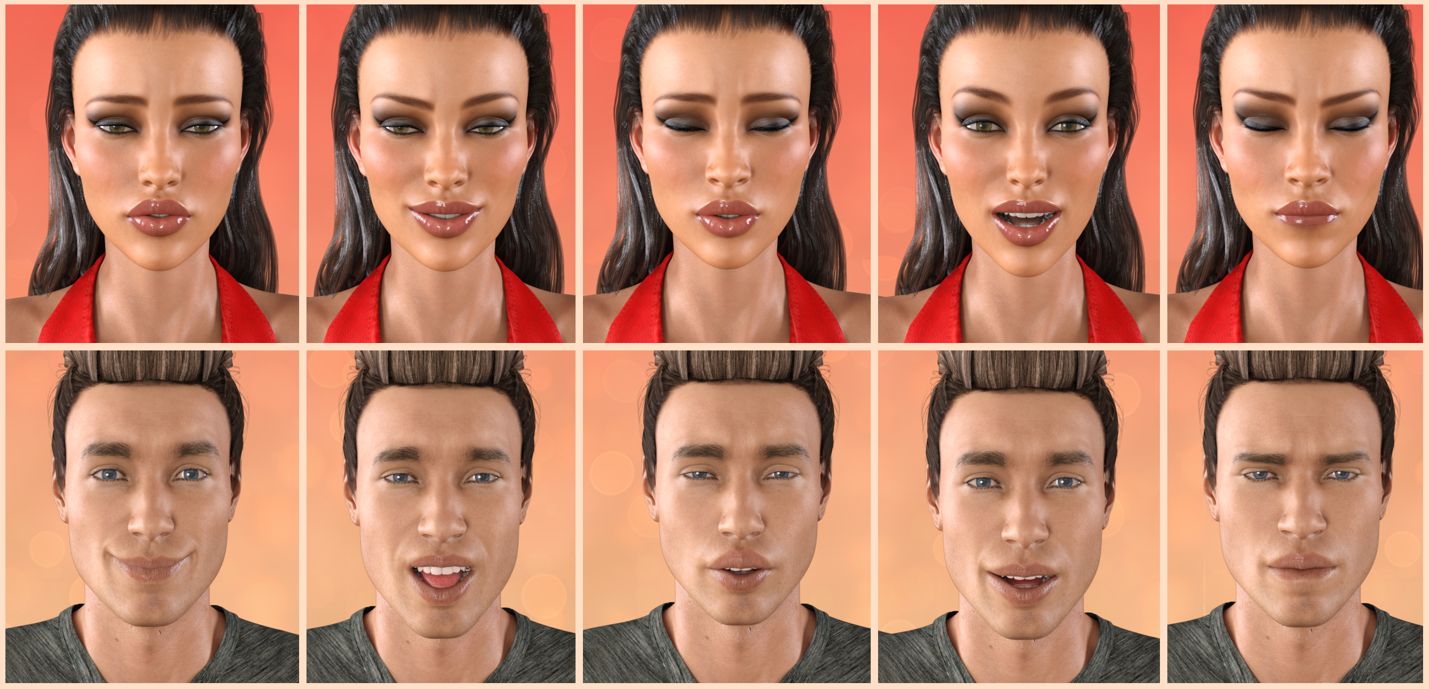 Z Faces Of Love - One-Click and Dialable Expressions for Genesis 3 and 8 by: Zeddicuss, 3D Models by Daz 3D