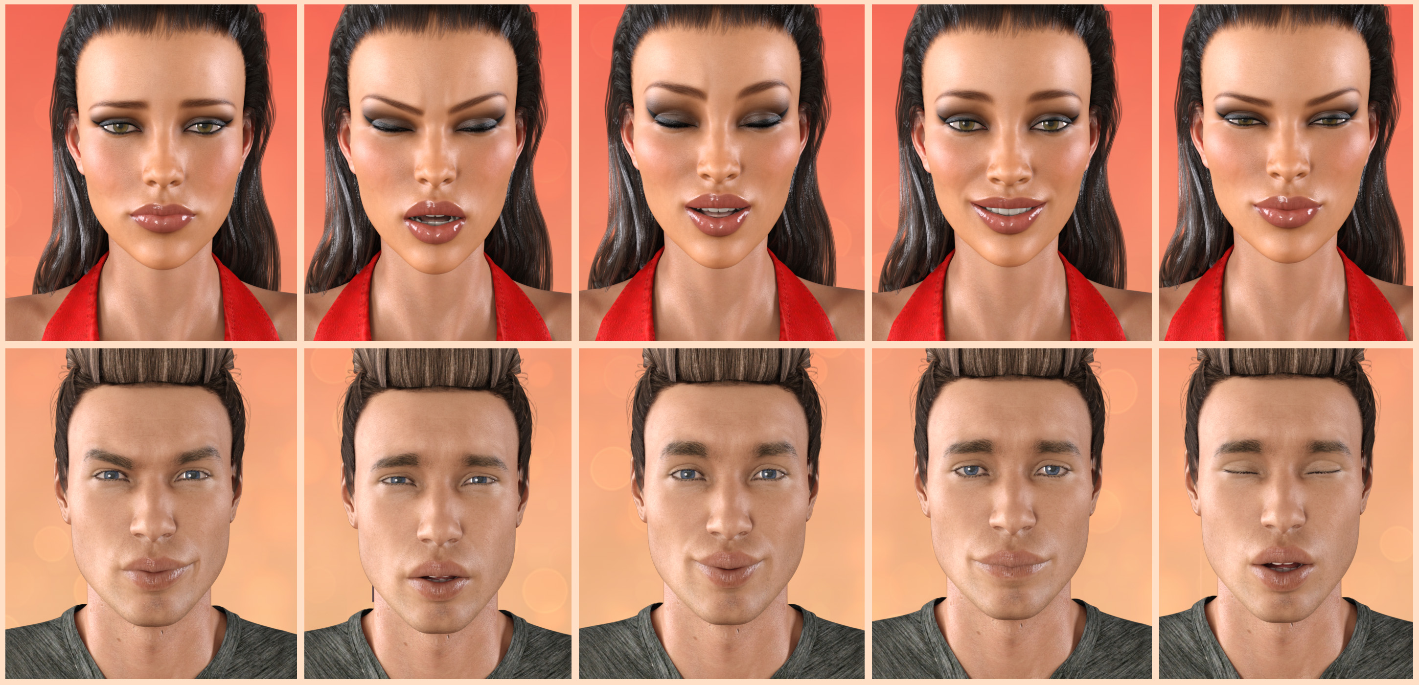 Z Faces Of Love - One-Click and Dialable Expressions for Genesis 3 and 8 by: Zeddicuss, 3D Models by Daz 3D