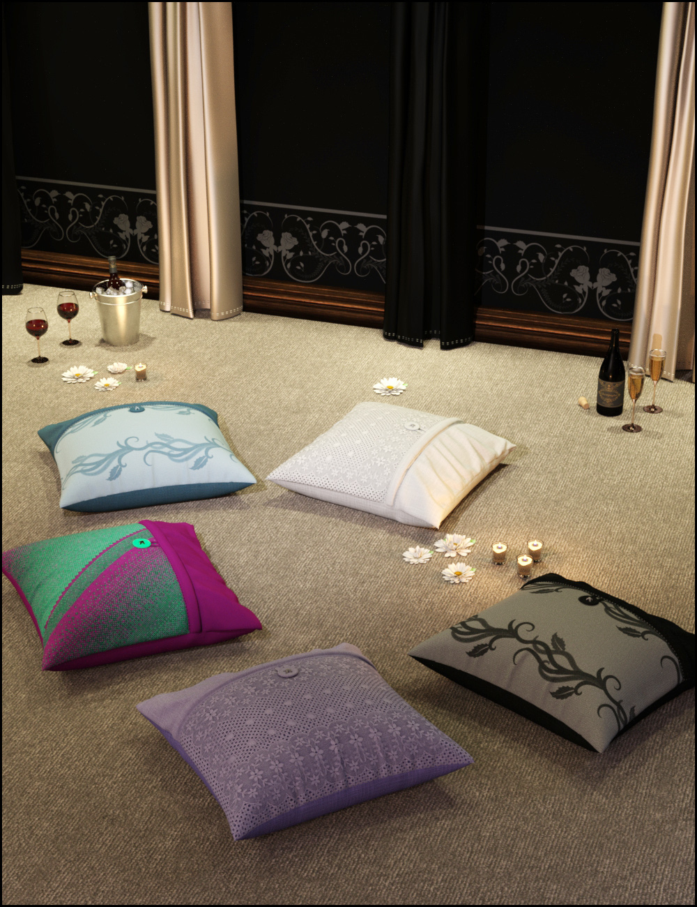 Decorative Pillows by: ARTCollab, 3D Models by Daz 3D