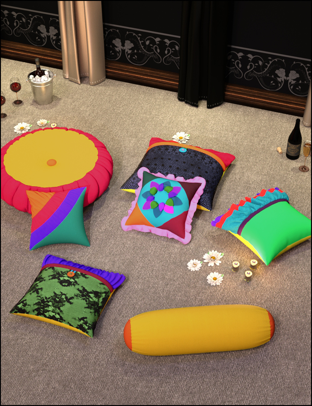 Decorative Pillows Decorative Pillows by: ARTCollab, 3D Models by Daz 3D