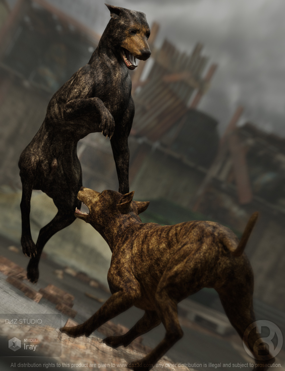 Wild Dog Poses for Daz Dog 8 by: RawArt, 3D Models by Daz 3D