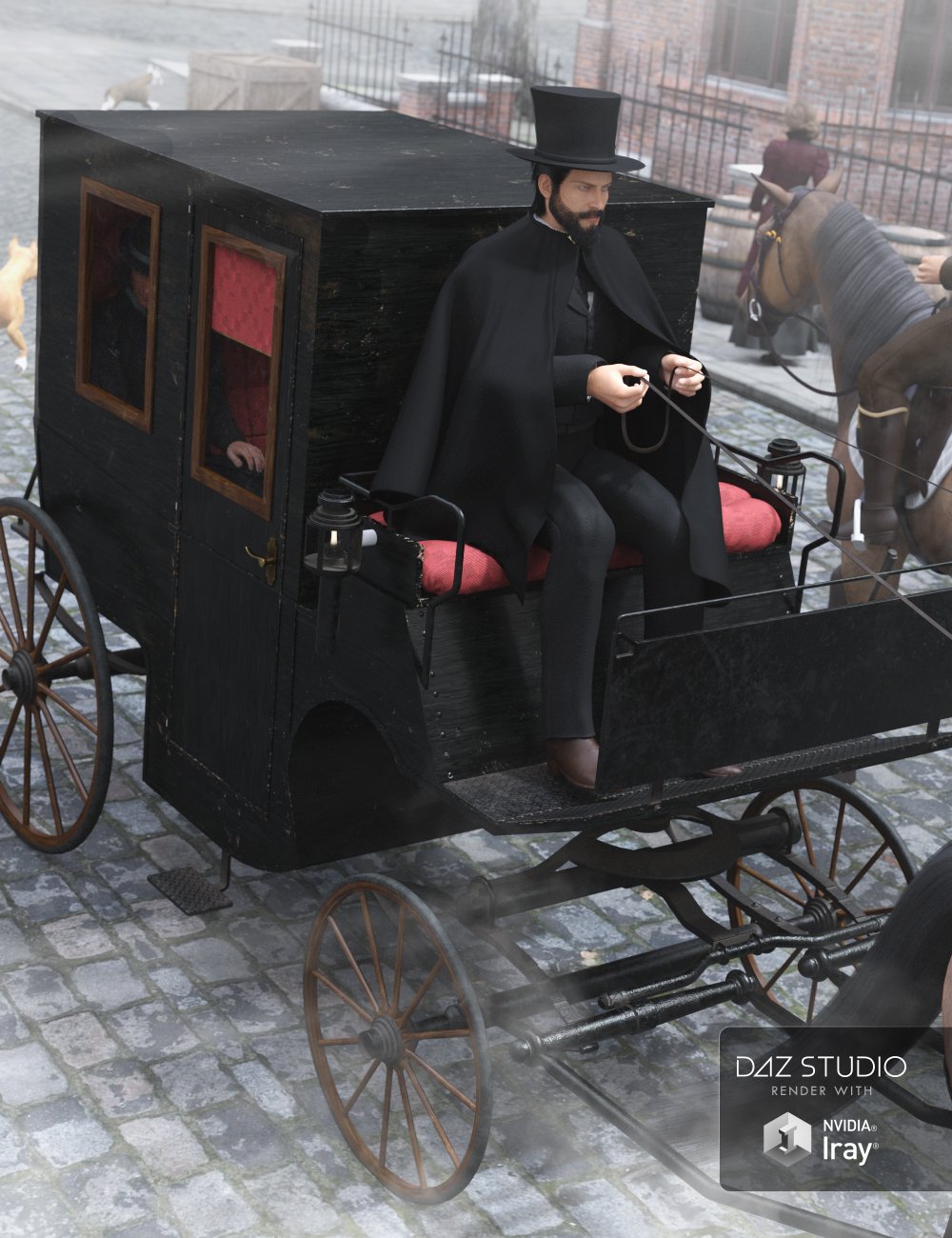 Horse-Drawn Carriage for Daz Horse 2 by: Mely3D, 3D Models by Daz 3D