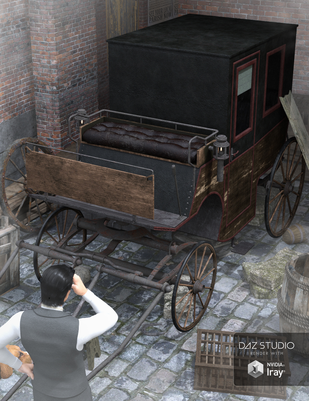 Horse-Drawn Carriage for Daz Horse 2