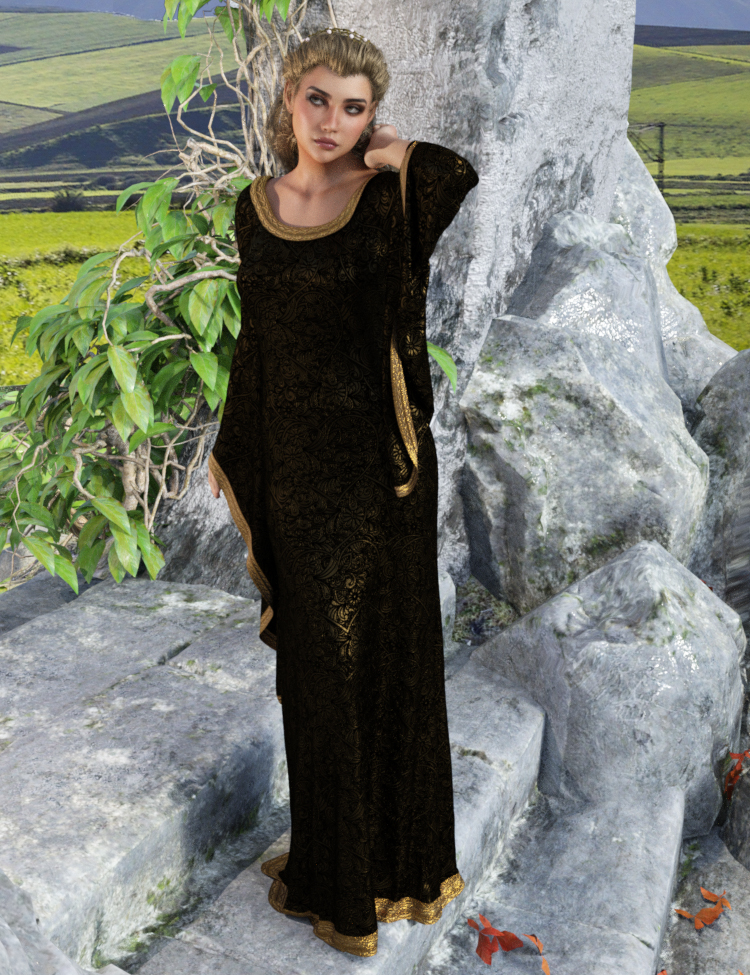 dForce Camilla Medieval Gown for Genesis 8 Female(s) by: PandyGirlWildDesigns, 3D Models by Daz 3D
