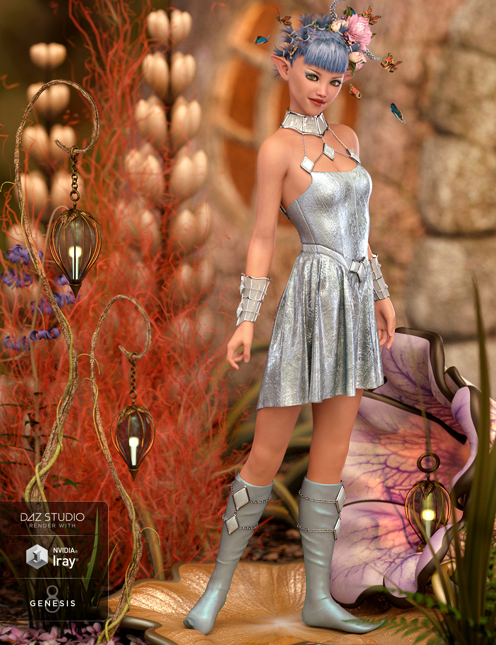 dForce Mischievous Nymph Outfit for Genesis 8 Female(s) by: Anna BenjaminNikisatez, 3D Models by Daz 3D