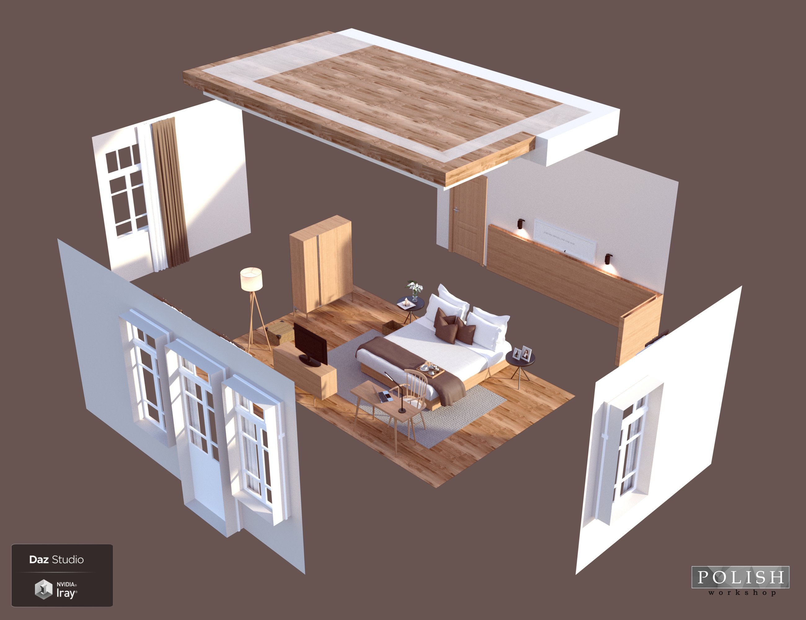 Sweet Wood Bedroom Sweet Wood Bedroom by: Polish, 3D Models by Daz 3D